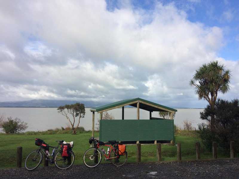 Lunch stop by Lake Wairarapa